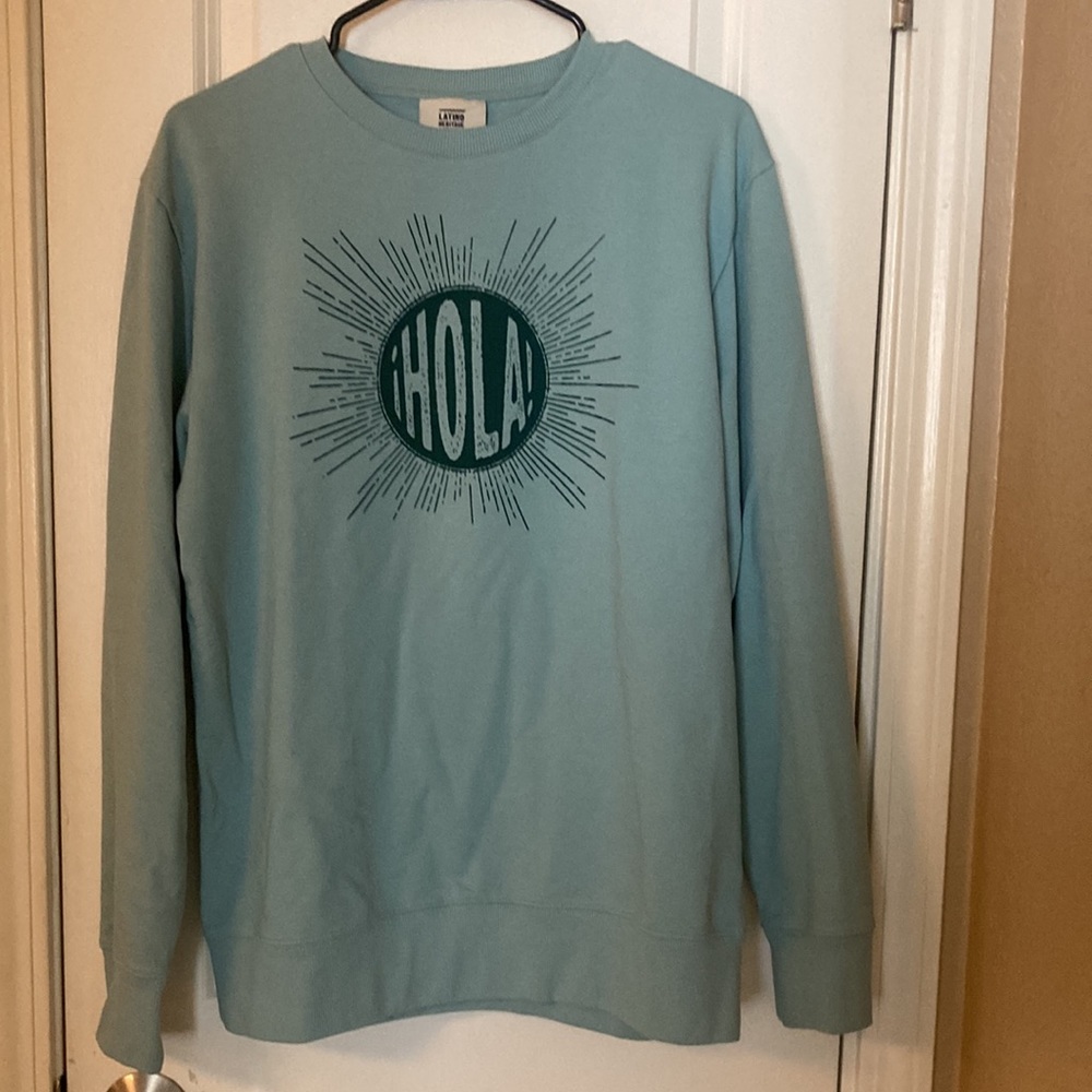 HOLA - Latino Heritage Month Sweatshirt - Aqua - Size Small
